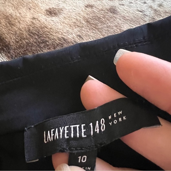 LAFAYETTE 148 Black Pleated Penelope Wrap Dress Size 10 - Picture 7 of 9